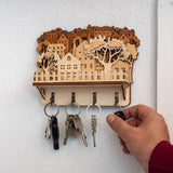 Schlüsselbrett aus Birkenholz mit Ablage